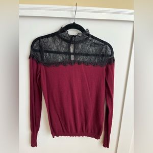 Burgundy and lace. Elegant and sexy. Perfect for the holidays. Size medium.